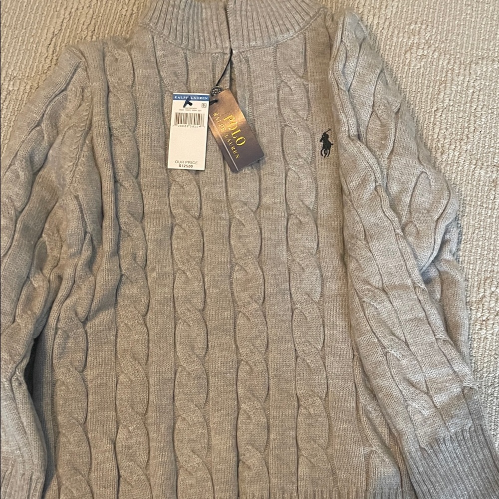 Polo by Ralph Lauren Gray Cable Knit Sweater